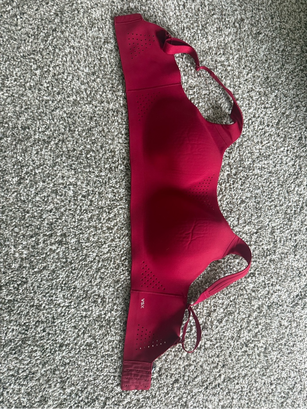 VSX Crimson Red Wireless Sports Bra with Perforated Detail